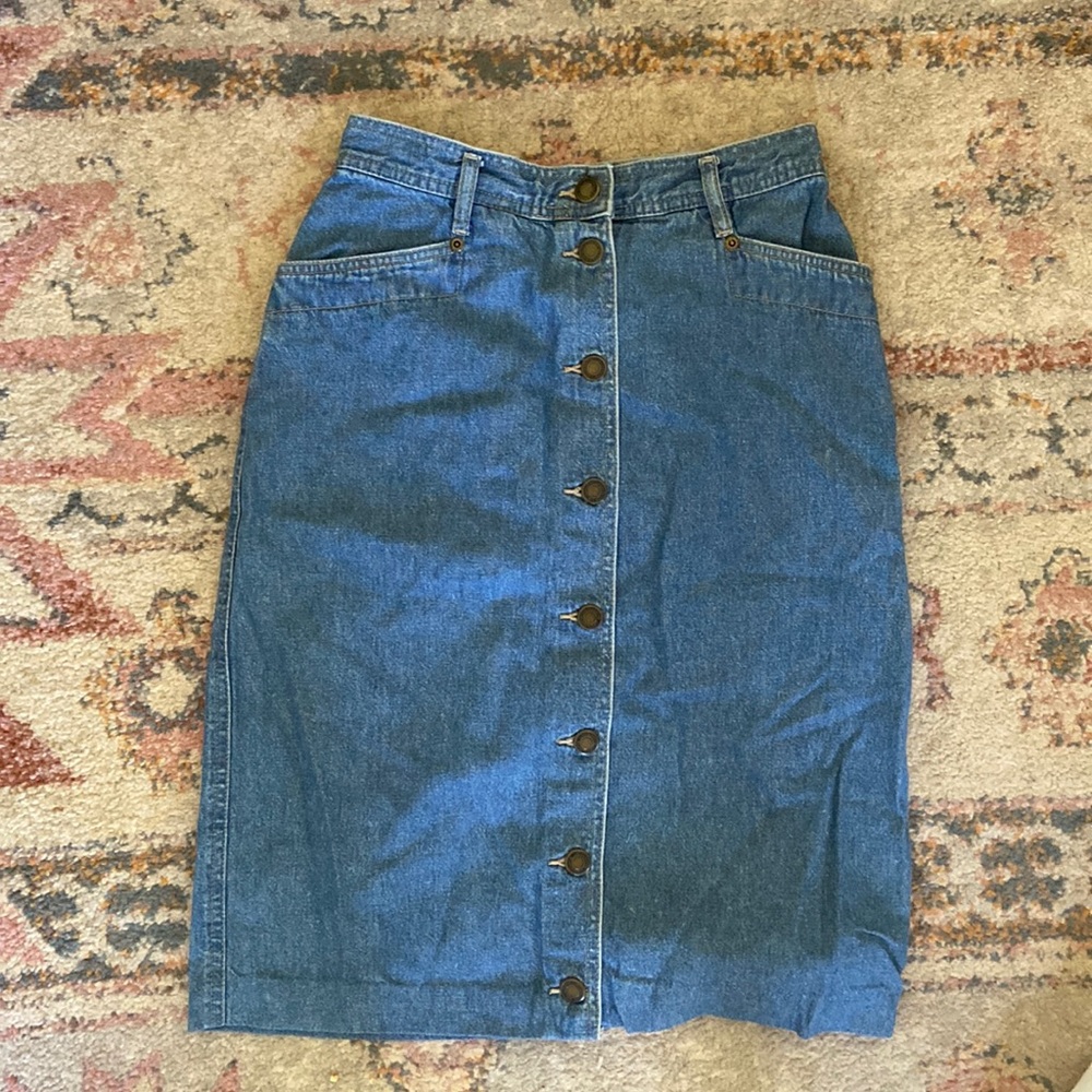 Vintage button down denim skirt